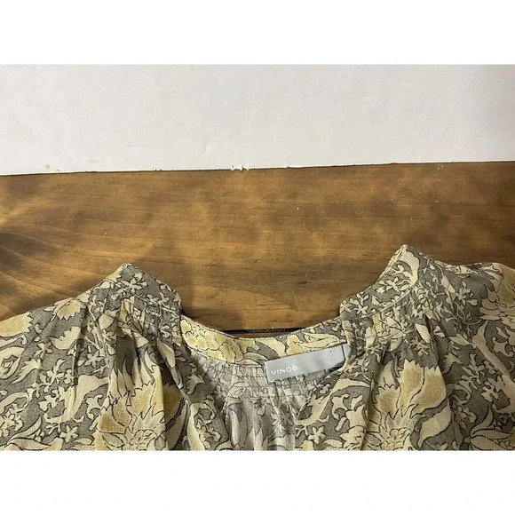 VINCE 100% Silk Blouse Sheer Vintage Botanical Print Size Medium - Picture 5 of 13